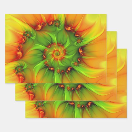 Psychedelic Colorful Modern Abstract Fractal Art ラッピングペーパーシート (セット)