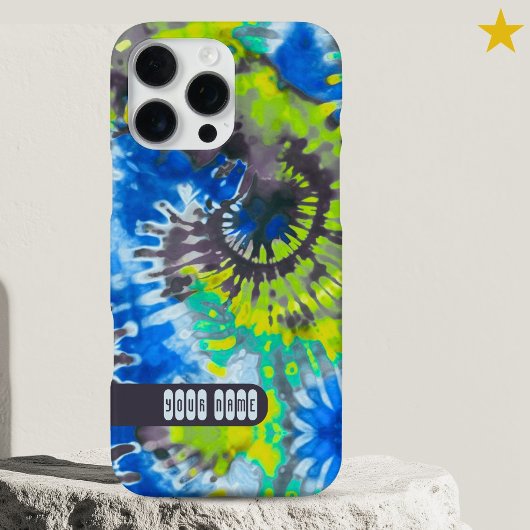 Psychedelic Colorful Tie Dye Custom Name Retro  iPhoneケース