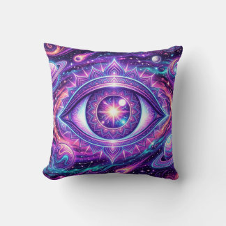 Psychedelic Cosmic Eye Design on Tees, Stickers, M クッション