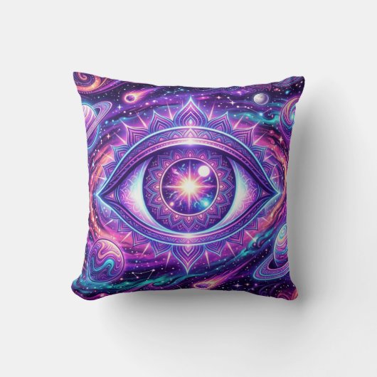 Psychedelic Cosmic Eye Design on Tees, Stickers, M クッション (正面)