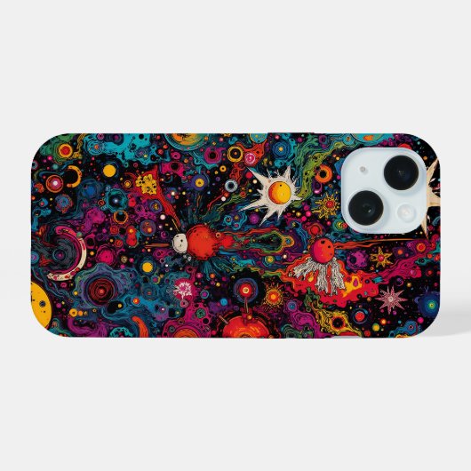 Psychedelic Cosmic Phone Case iPhone 15ケース (裏面横)