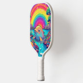 Psychedelic Dolphin Joy – Rainbow Water Scene ピックルボールラケット (左)