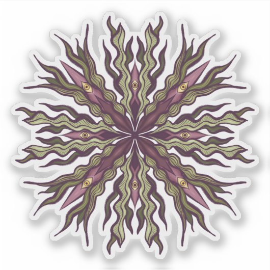 Psychedelic Eye Plant - Surreal Botanical Mandala シール (正面)