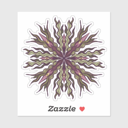 Psychedelic Eye Plant - Surreal Botanical Mandala シール (シート)