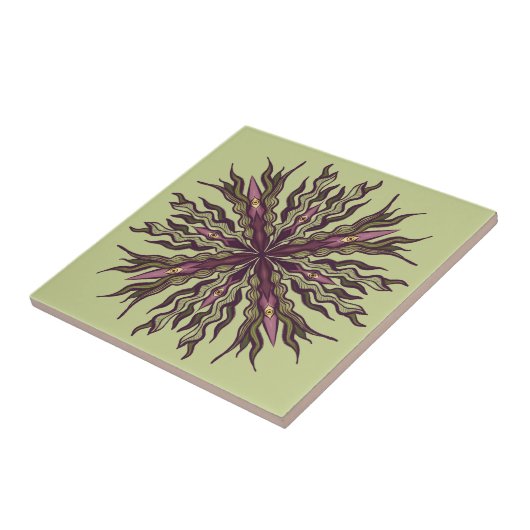 Psychedelic Eye Plant - Surreal Botanical Mandala タイル (側面)