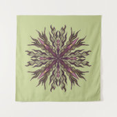 Psychedelic Eye Plant - Surreal Botanical Mandala タペストリー (正面(横))