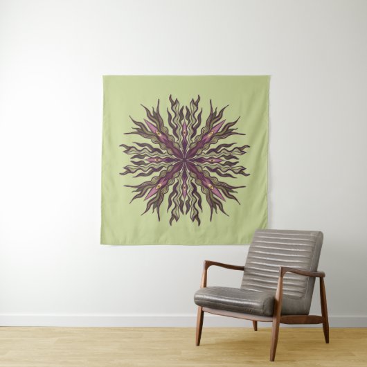 Psychedelic Eye Plant - Surreal Botanical Mandala タペストリー (インサイチュ(横))