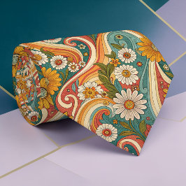 Psychedelic Floral 1970s Custom Necktie Tie ネクタイ