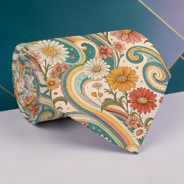 Psychedelic Floral 1970s Custom Necktie Tie ネクタイ