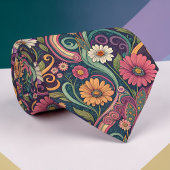 Psychedelic Floral 1970s Custom Necktie Tie ネクタイ