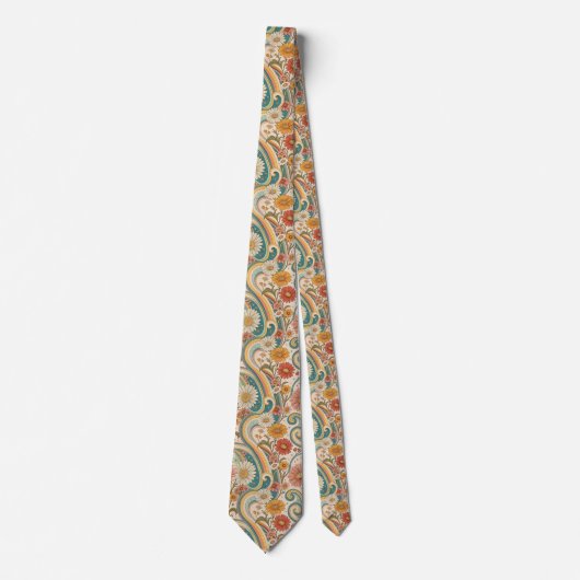 Psychedelic Floral 1970s Custom Necktie Tie ネクタイ (正面)