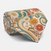 Psychedelic Floral 1970s Custom Necktie Tie ネクタイ (ロール)