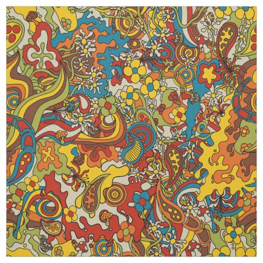 psychedelic flow, retro 70s fabric ファブリック (見本)