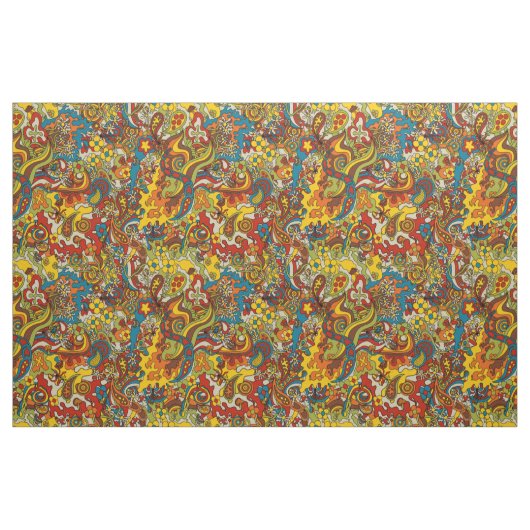 psychedelic flow, retro 70s fabric ファブリック (ファットクウォーター)