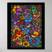 Psychedelic Flowers Dancing Bears Coloured Gratefu ポスター (正面)