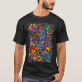 Psychedelic Flowers Dancing Bears Coloured Gratefu Tシャツ (正面)