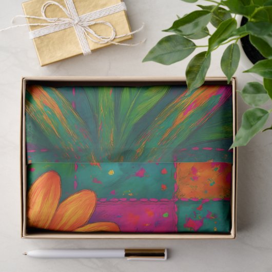 Psychedelic Flowers & Mushrooms Decoupage 薄葉紙 (ギフト)