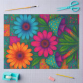 Psychedelic Flowers & Mushrooms Decoupage 薄葉紙 (クラフト)