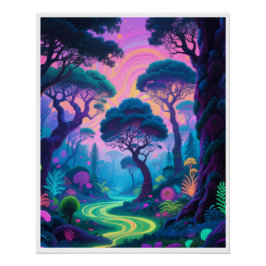 Psychedelic forest poster ポスター