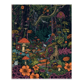 Psychedelic forest poster ポスター