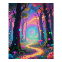 Psychedelic forest poster ポスター