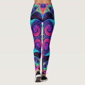 Psychedelic Fractal Leggings with Neon Mandala Art レギンス (裏面)