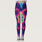 Psychedelic Fractal Leggings with Neon Mandala Art レギンス (正面)