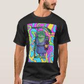 Psychedelic Frog With Lantern Traveling The Trippy Tシャツ (正面)