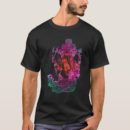 Psychedelic Ganesha Buddha Elephant Tシャツ (正面)