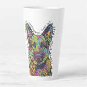 Psychedelic German Shepherd Heart カフェラテマグ (正面)