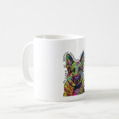 Psychedelic German Shepherd Heart コーヒーマグカップ (正面左)