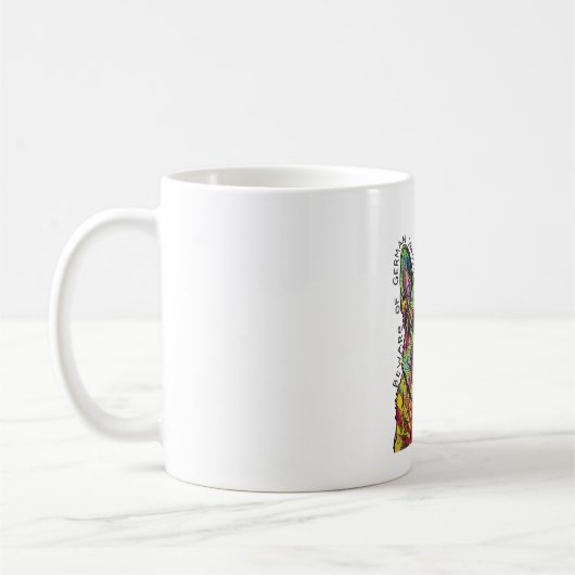 Psychedelic German Shepherd Heart コーヒーマグカップ (左)