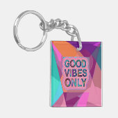 Psychedelic "Good Vibes Only" Text Graphic キーホルダー (正面左)