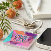 Psychedelic "Good Vibes Only" Text Graphic キーホルダー (正面右)