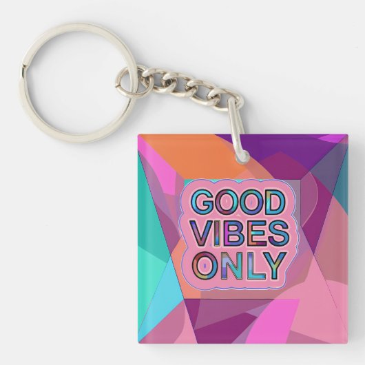 Psychedelic "Good Vibes Only" Text Graphic キーホルダー (正面)