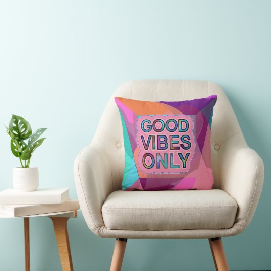 Psychedelic "Good Vibes Only" Text Graphic クッション (椅子)