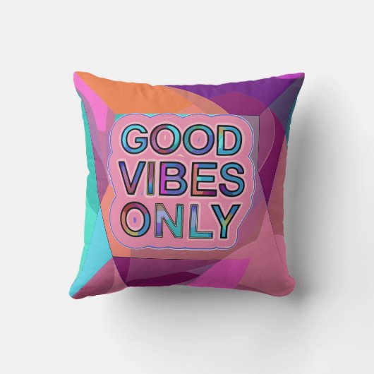 Psychedelic "Good Vibes Only" Text Graphic クッション (裏面)