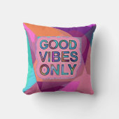 Psychedelic "Good Vibes Only" Text Graphic クッション (正面)