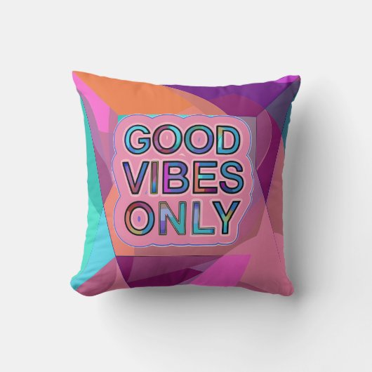 Psychedelic "Good Vibes Only" Text Graphic クッション (正面)
