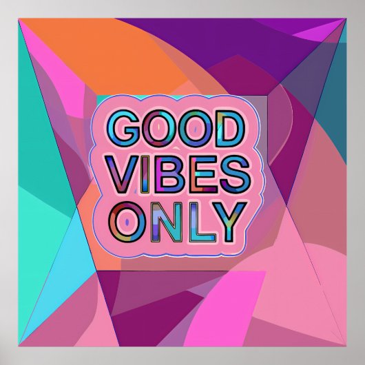 Psychedelic "Good Vibes Only" Text Graphic ポスター (正面)