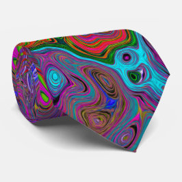 Psychedelic Groovy Magenta Retro Liquid Swirl ネクタイ