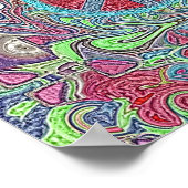 Psychedelic Groovy Trippy Peace Sign ポスター (角)