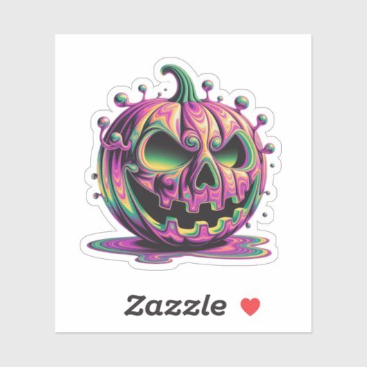 Psychedelic Grumpy Pumpkin Halloween Sticker シール (シート)