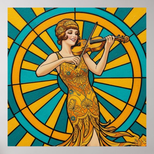 Psychedelic Guitarist Poster Vibrant Retro Music ポスター (正面)