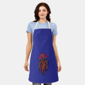 Psychedelic Jellyfish Apron | Bold Ocean Vibes エプロン (着用した状態)