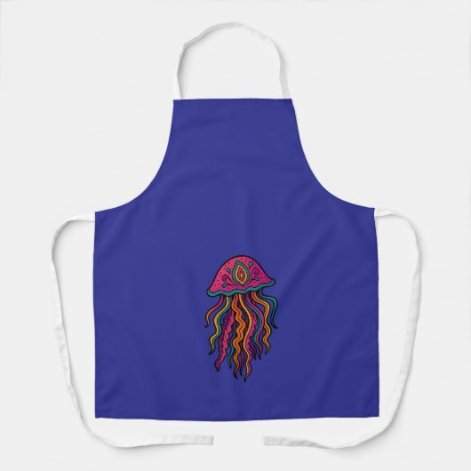 Psychedelic Jellyfish Apron | Bold Ocean Vibes エプロン (正面)