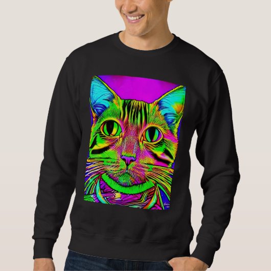 Psychedelic Kitty Kitten Lover In Cat Art Style スウェットシャツ (正面)