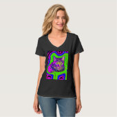 Psychedelic Kitty Kitten Lover In Cat Art Style_1 Tシャツ (正面フル)