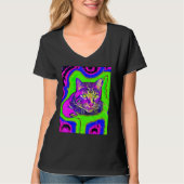 Psychedelic Kitty Kitten Lover In Cat Art Style_1 Tシャツ (正面)