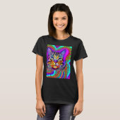 Psychedelic Kitty Kitten Lover In Cat Art Style_3 Tシャツ (正面フル)